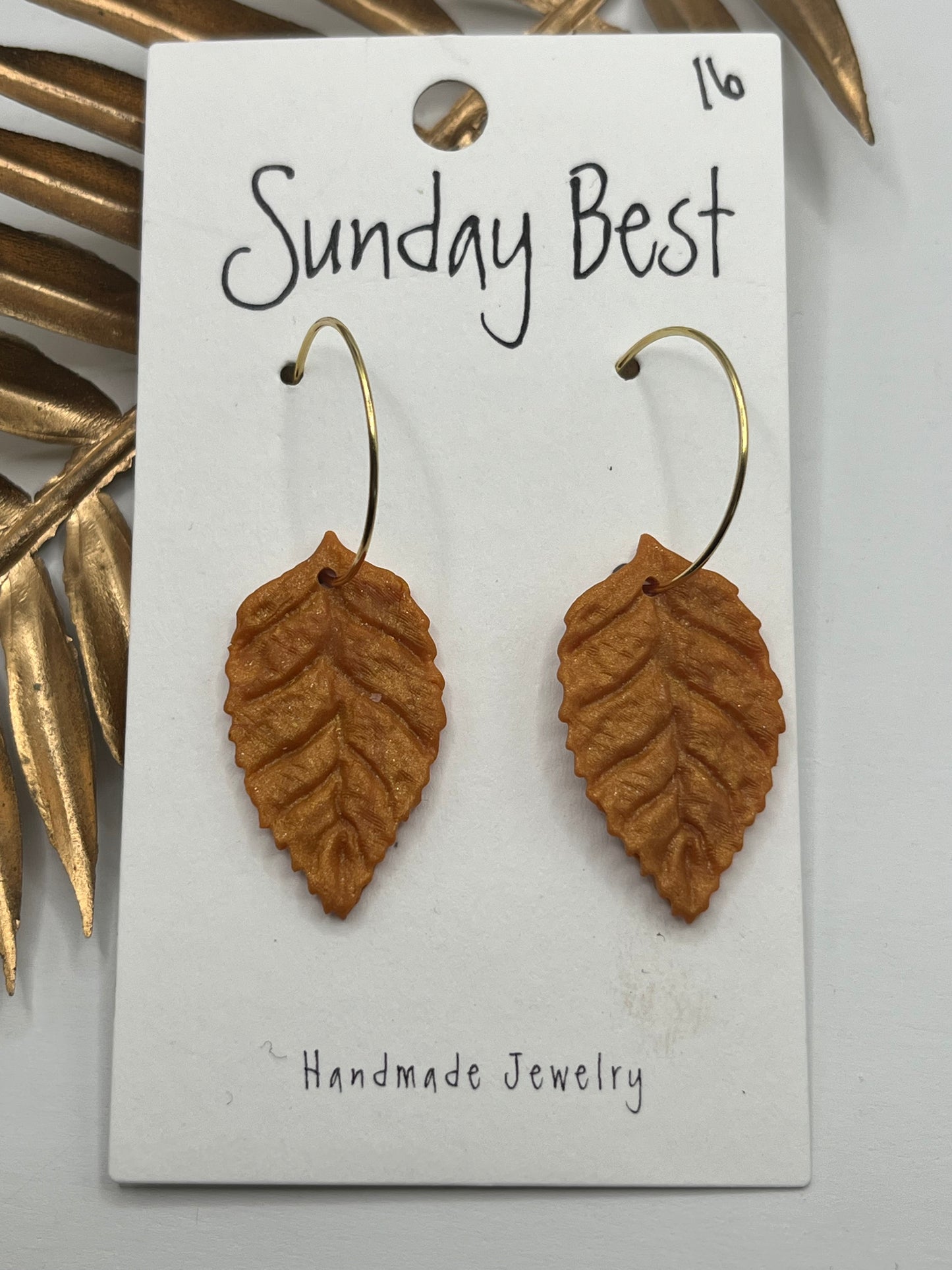 Orange Fall Leaf Hoops