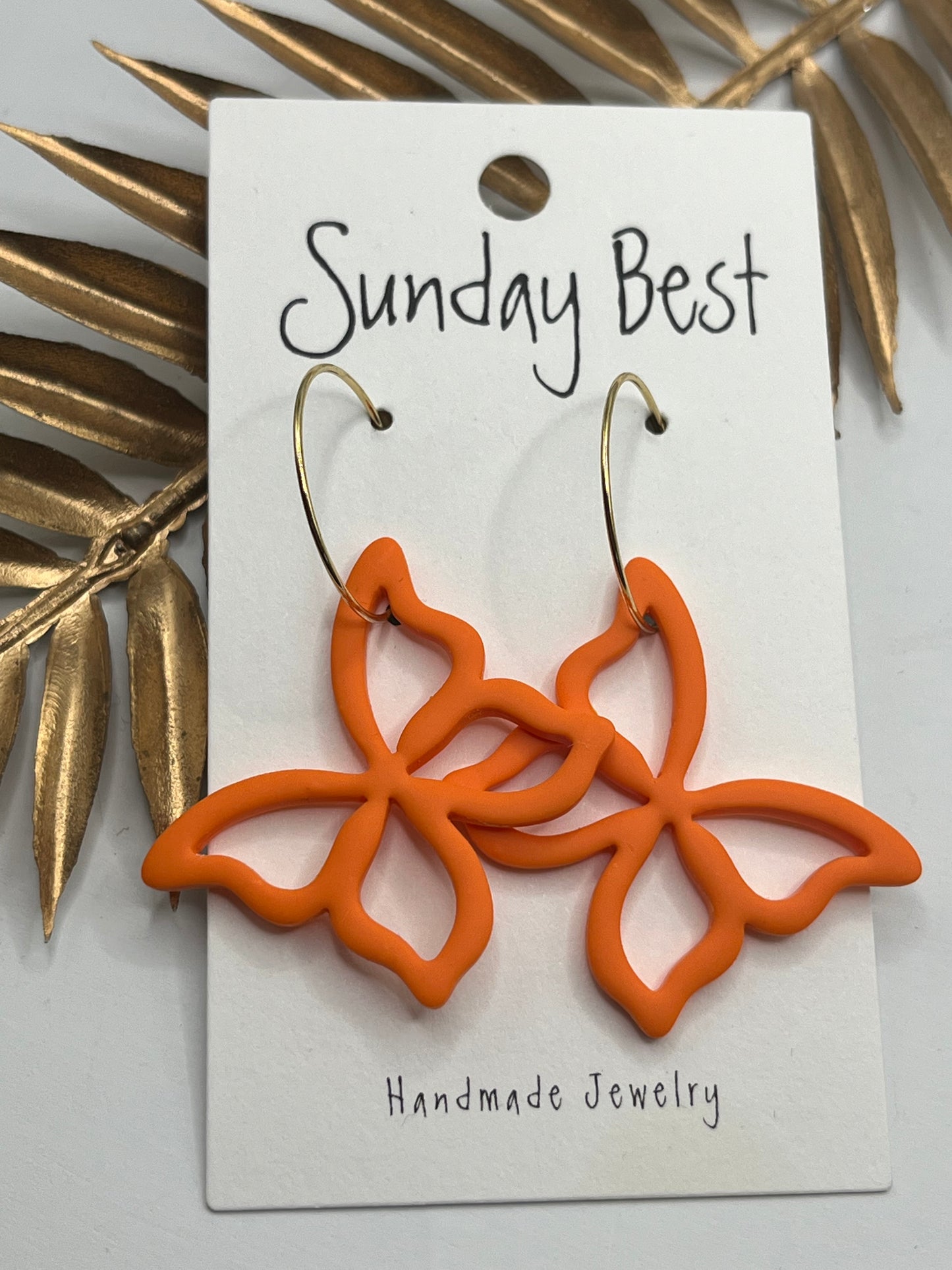 Orange Butterfly Hoops