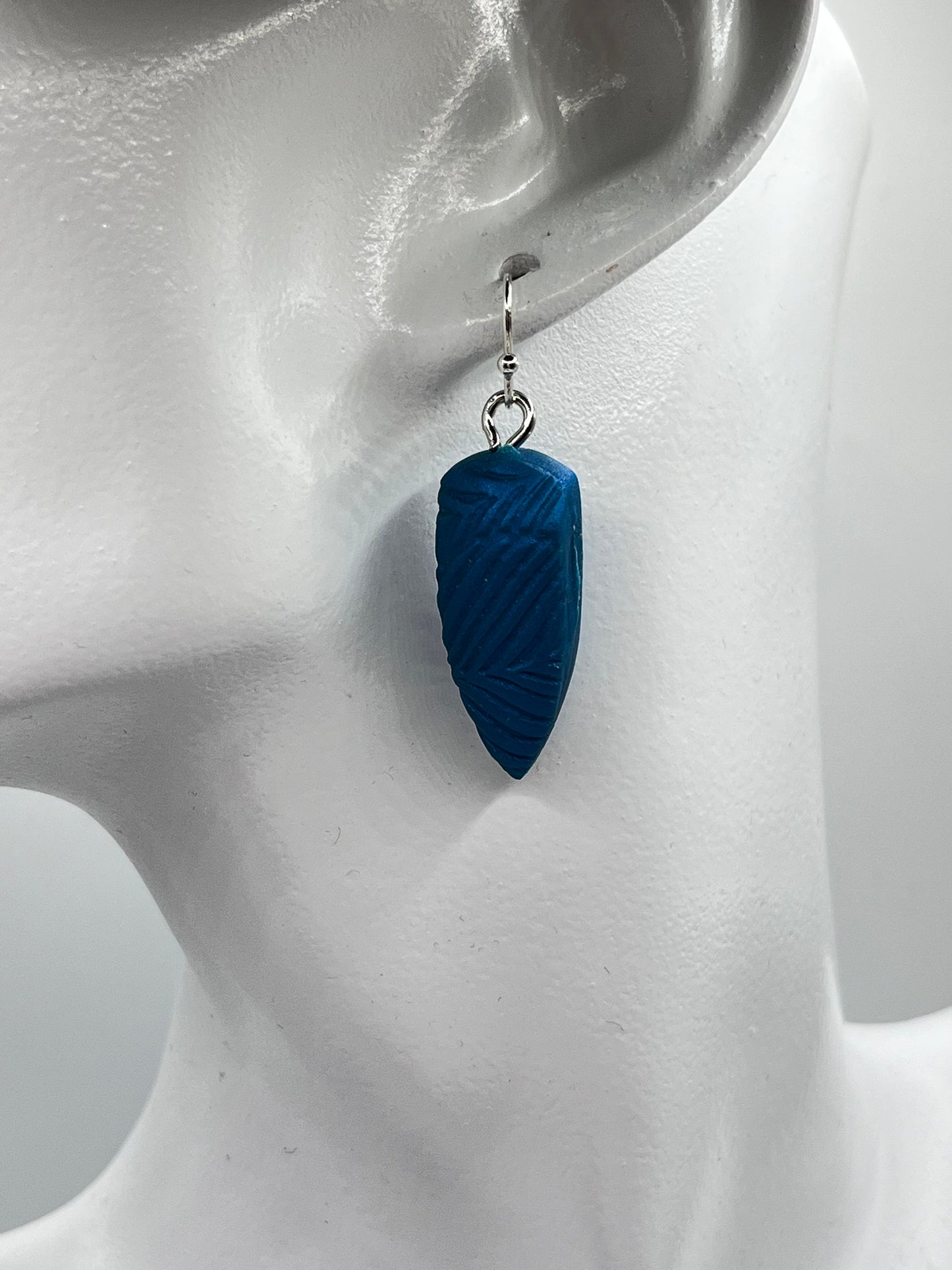 Turquoise Puffy Leaf Impression Dangles