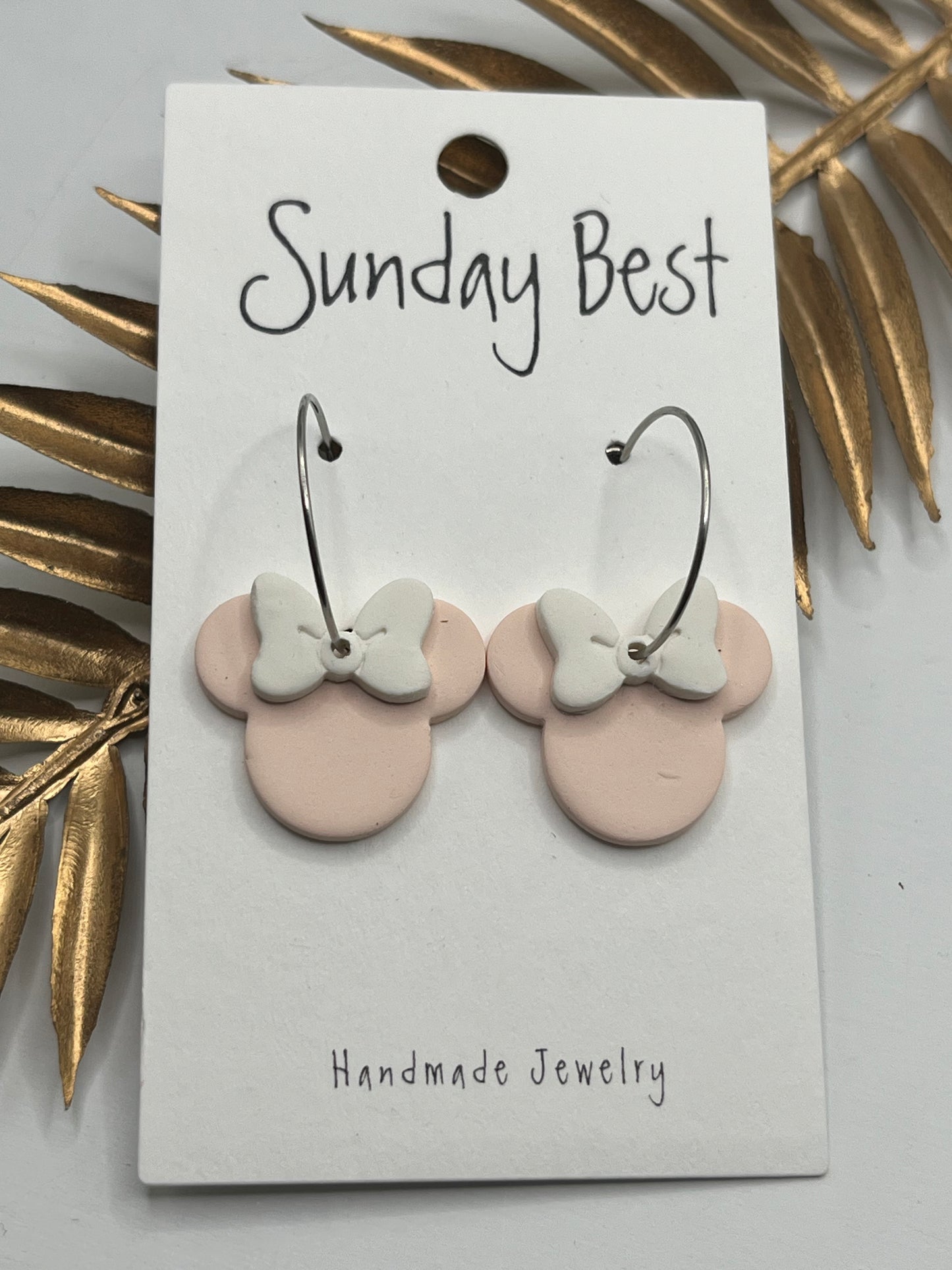 Pink Mouse Ear Hoops