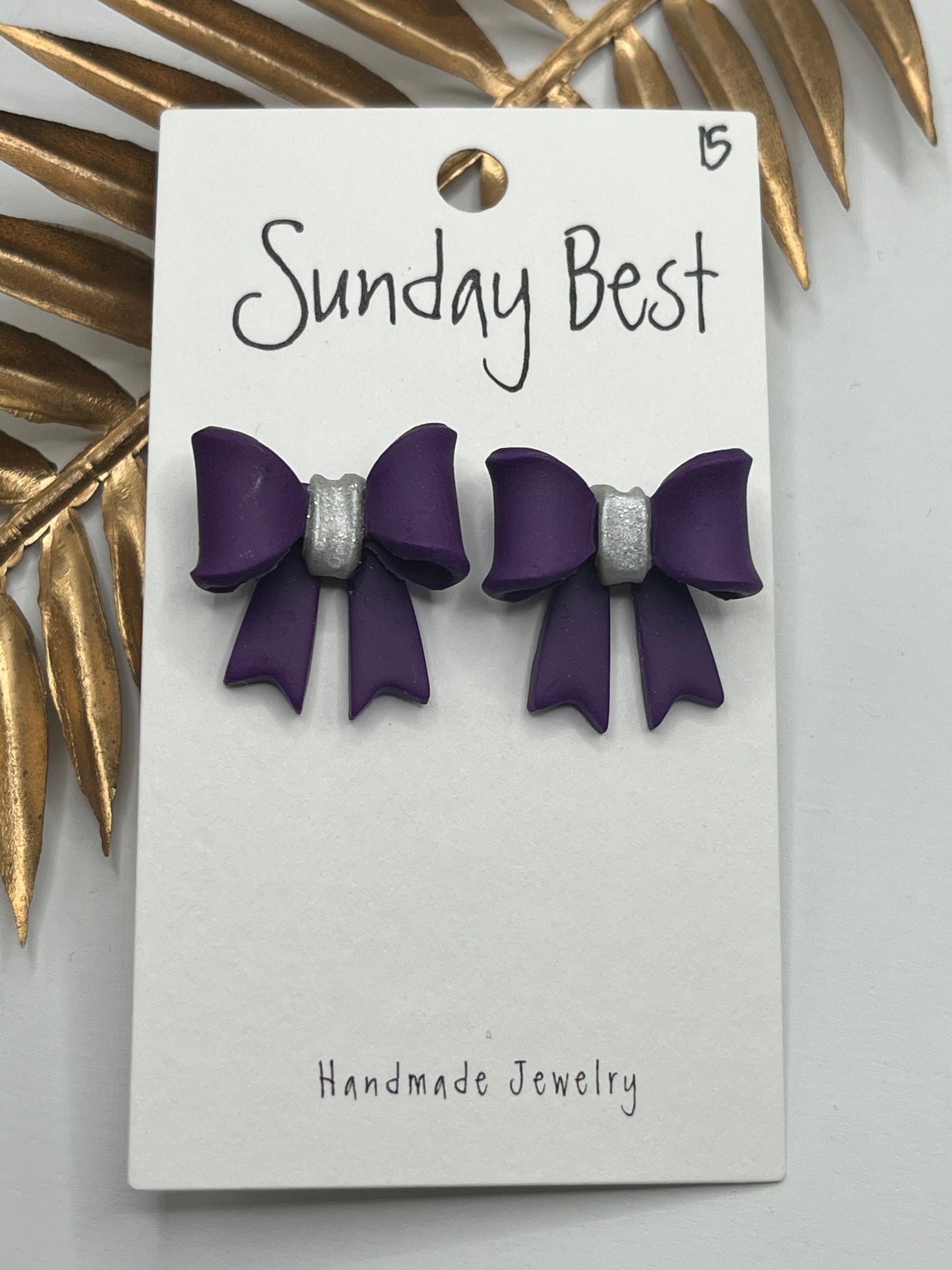 Purple Bow Studs