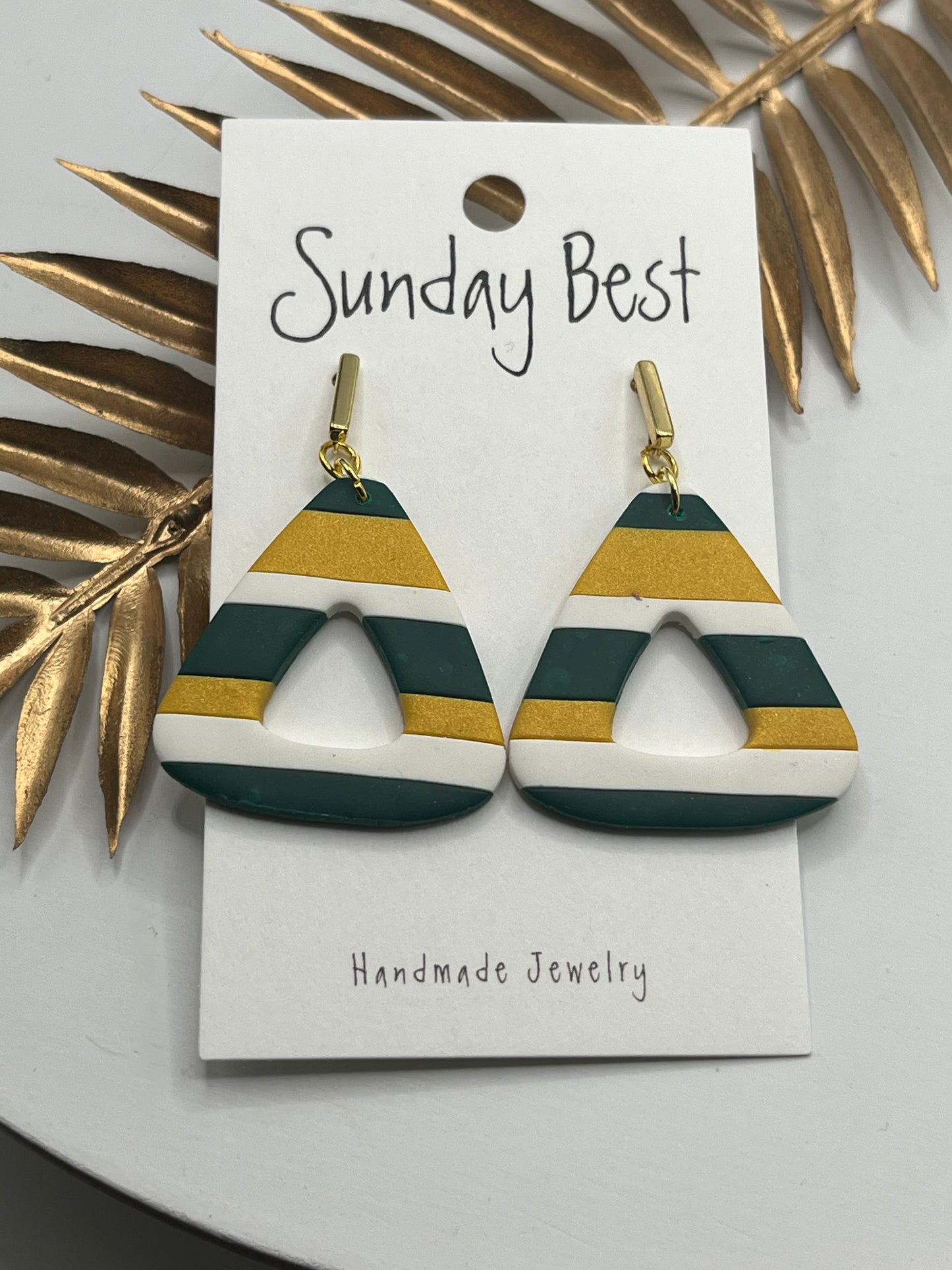 Green & Gold Striped Triangles