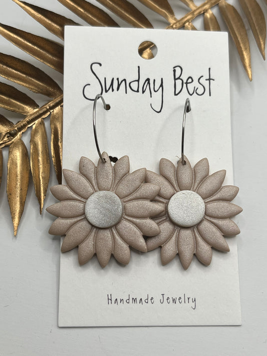 Champagne Shimmer Sunflower Hoops