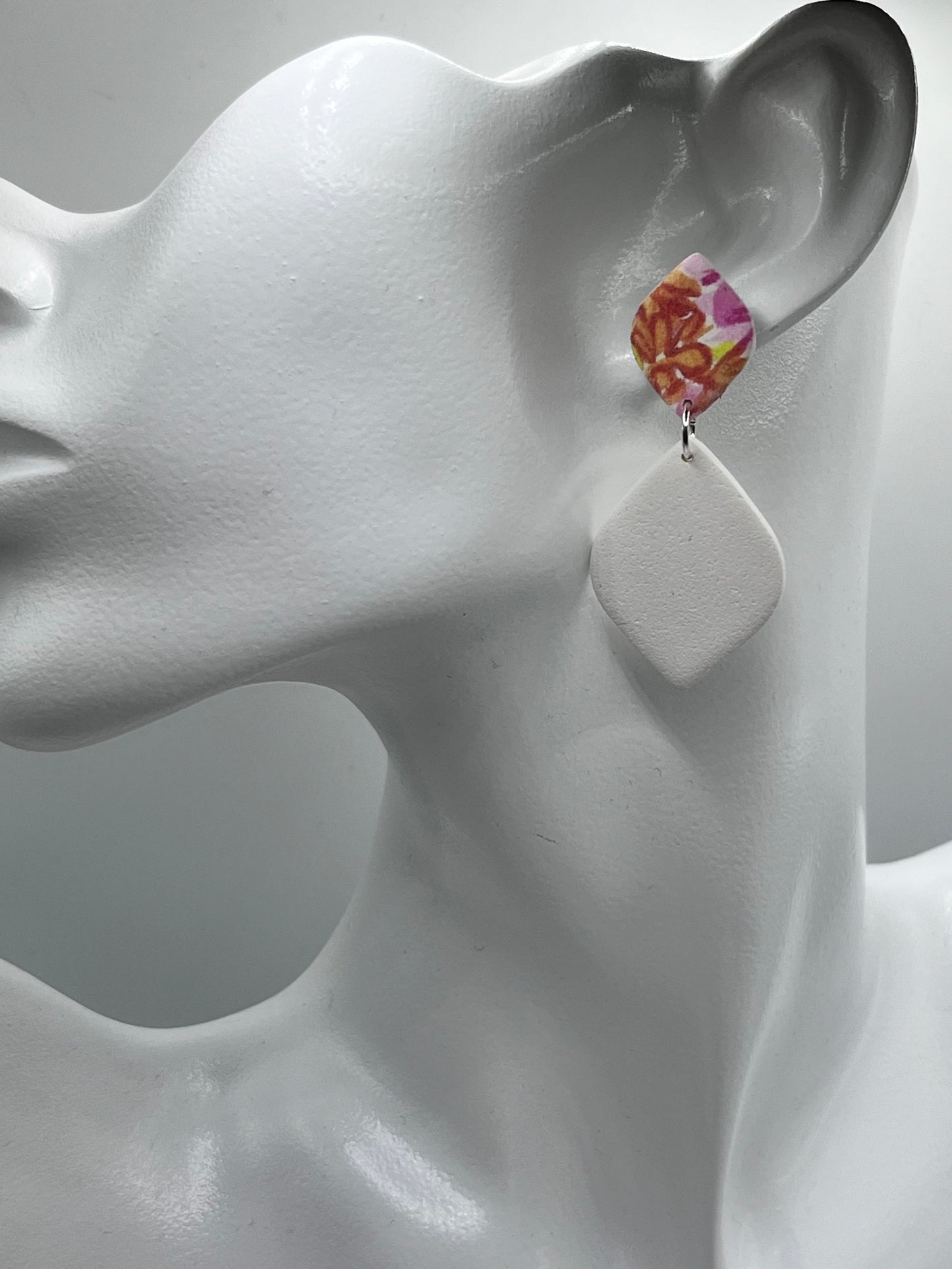 White Floral Dangles