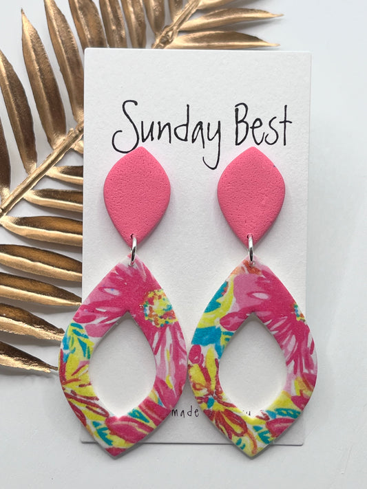 Pink Floral Dangles