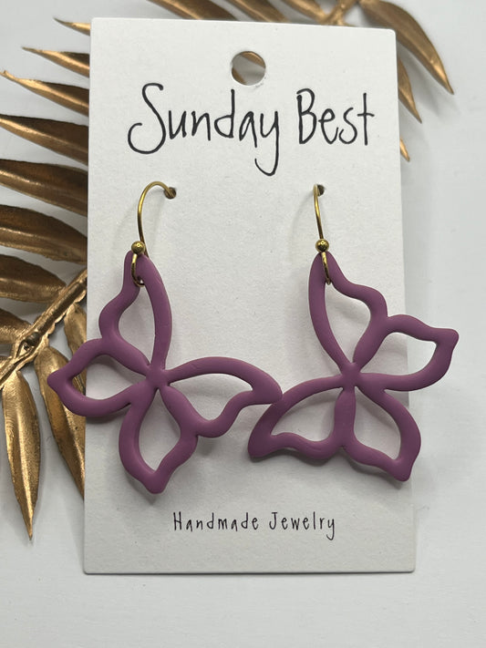 Purple Butterfly Hoops