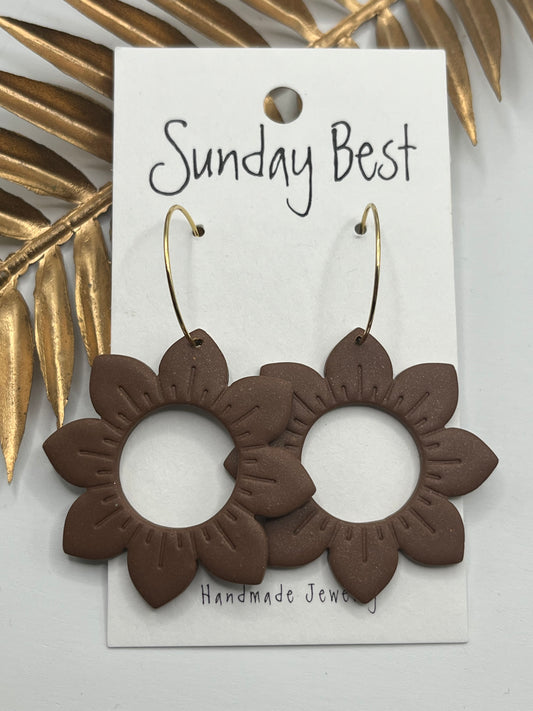 Brown Sunflower Hoops