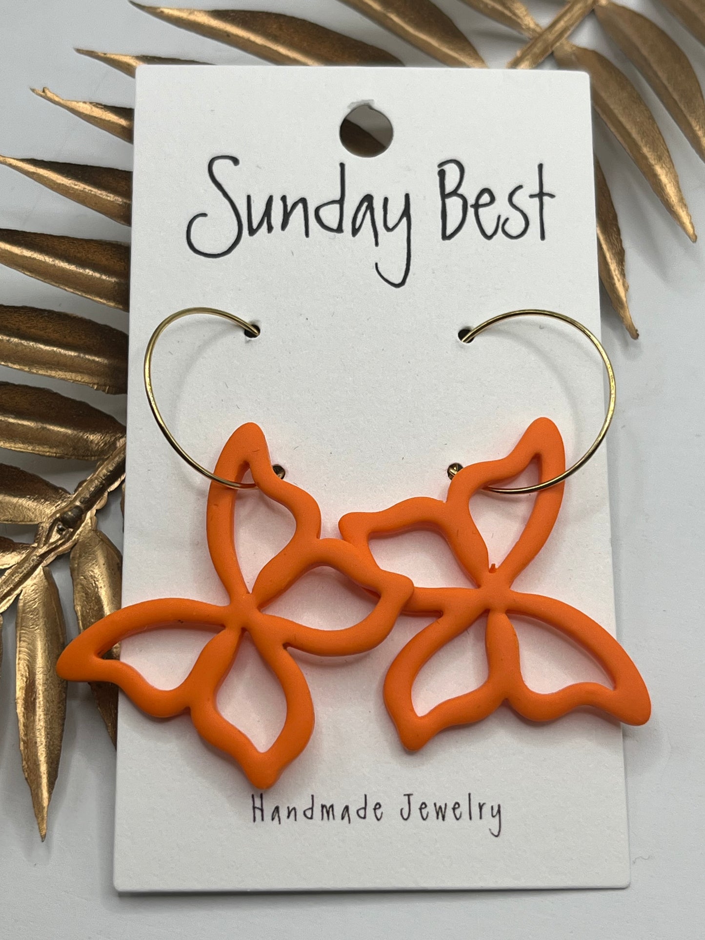 Orange Butterfly Hoops