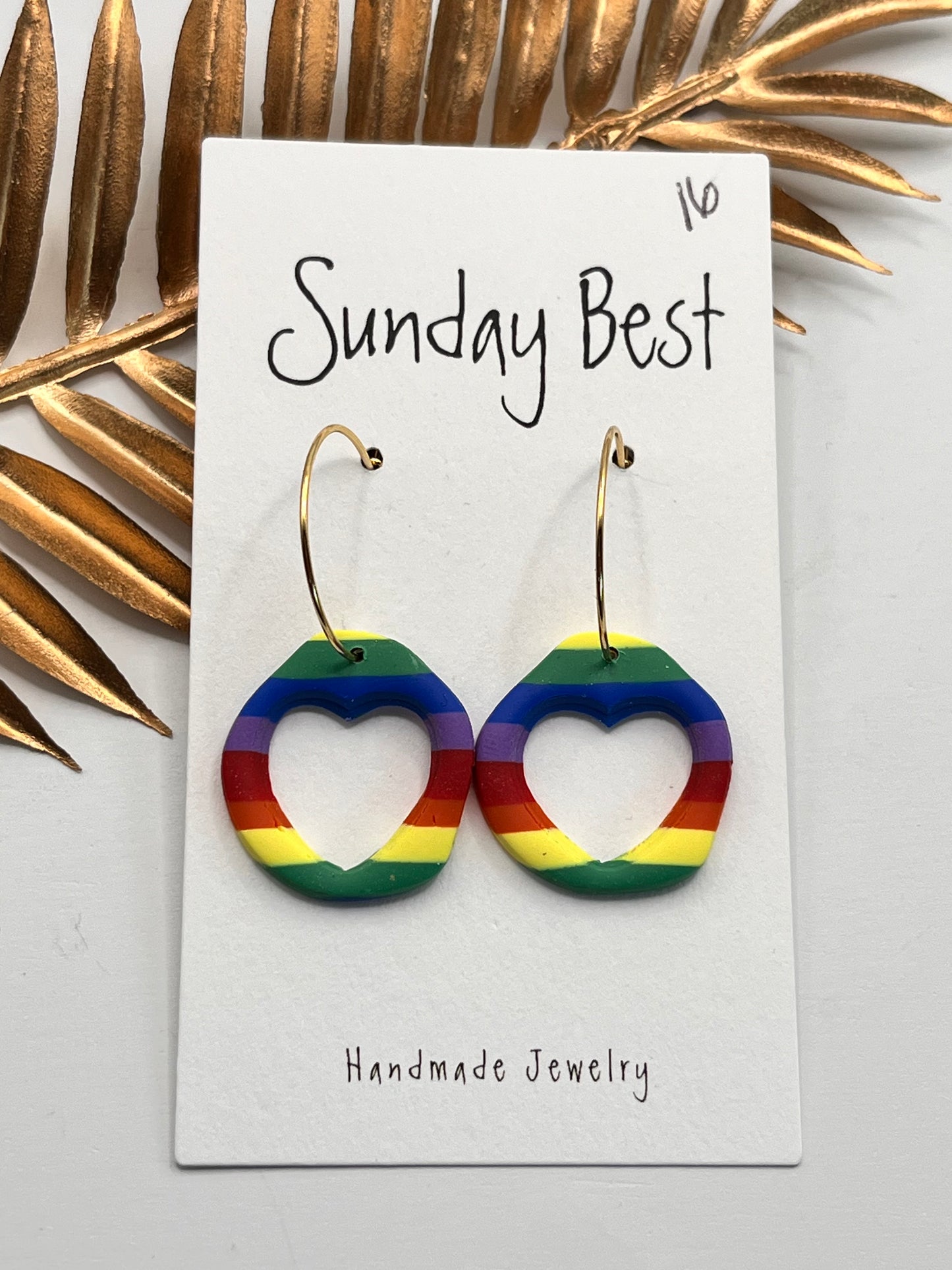 Pride Heart Cutout Hoops