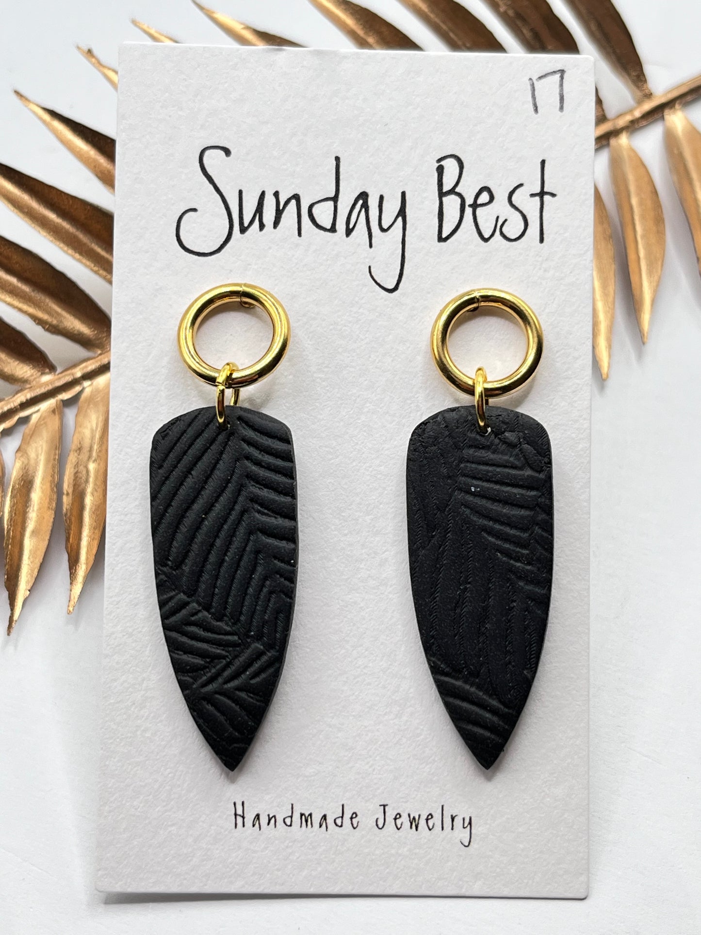 Black Dagger Leaf Impression Dangles