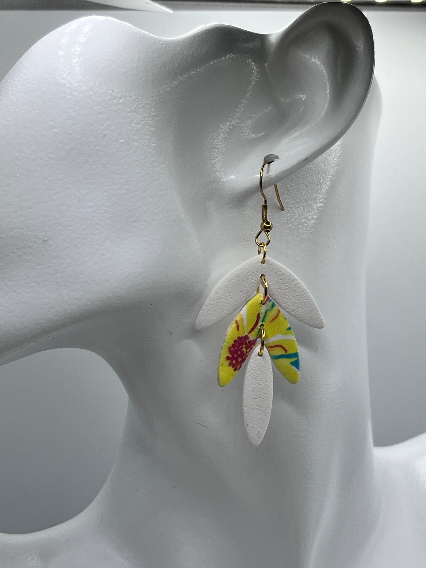 White Floral Triple Dangles