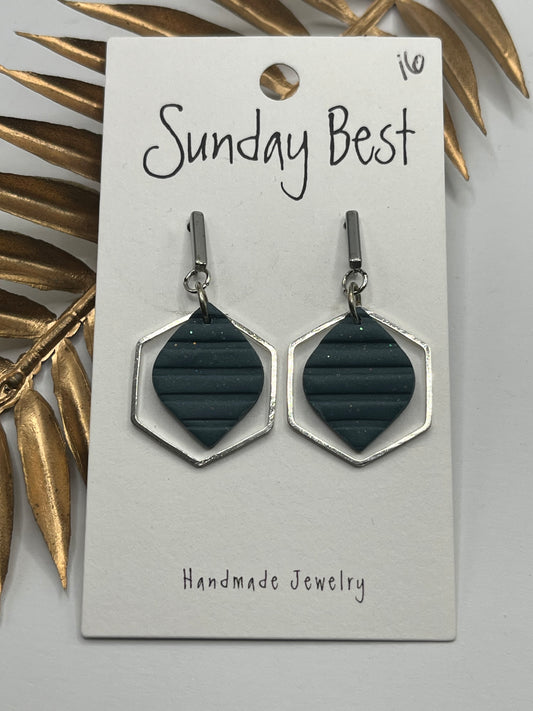 Blue Hexagon Dangles