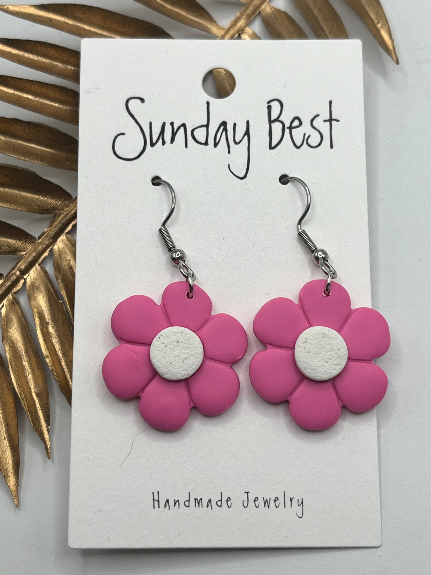 Pink Flower Dangles