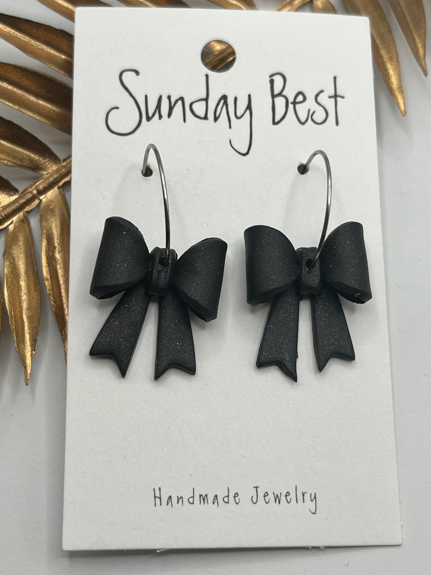 Black Bow Hoops