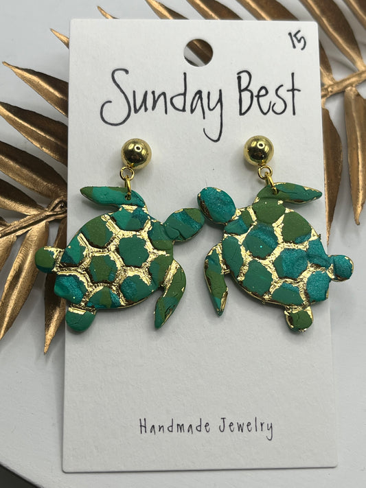 Gold Flake Marble Sea Turtles