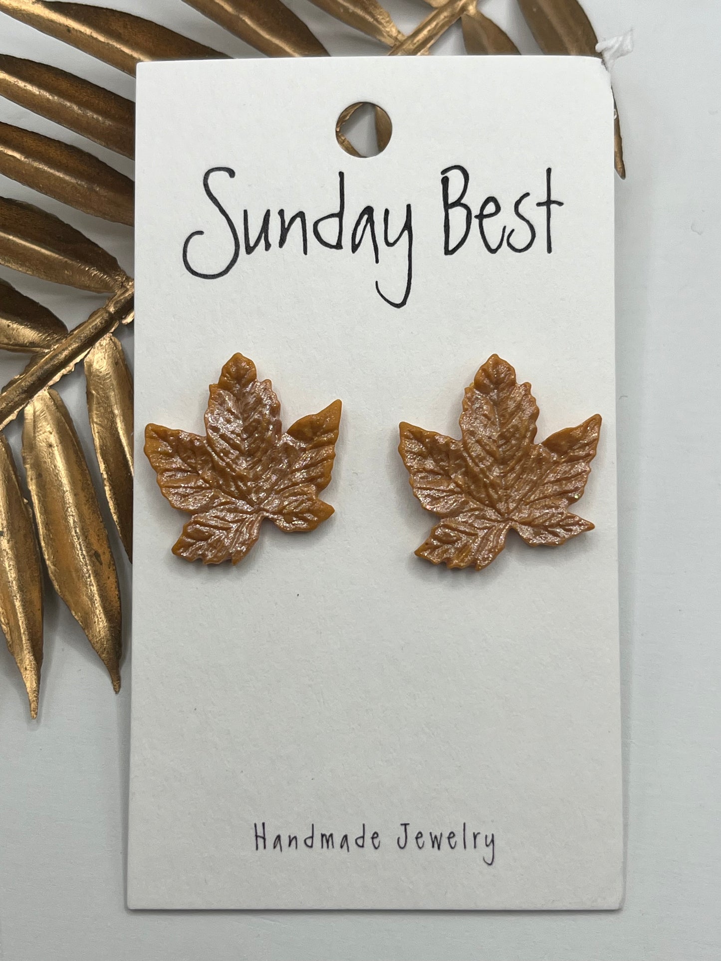 Orange Maple Leaf Studs